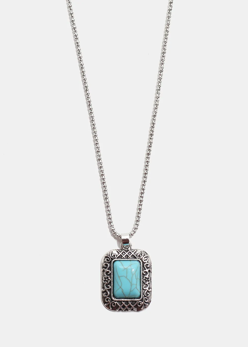 Turquoise Square Stone Necklace