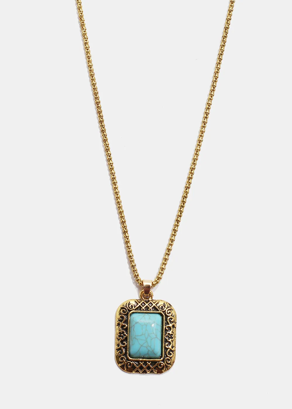 Turquoise Square Stone Necklace