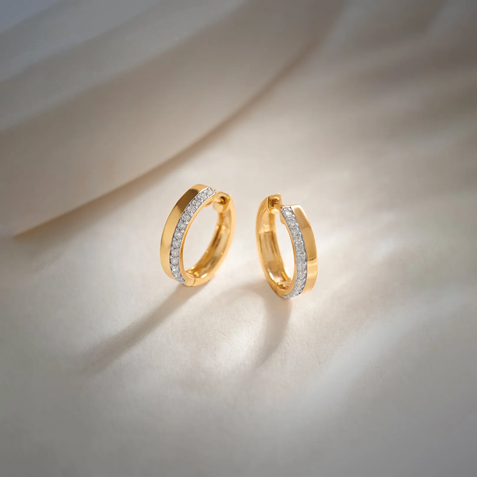 Two Band Diamond Hoops