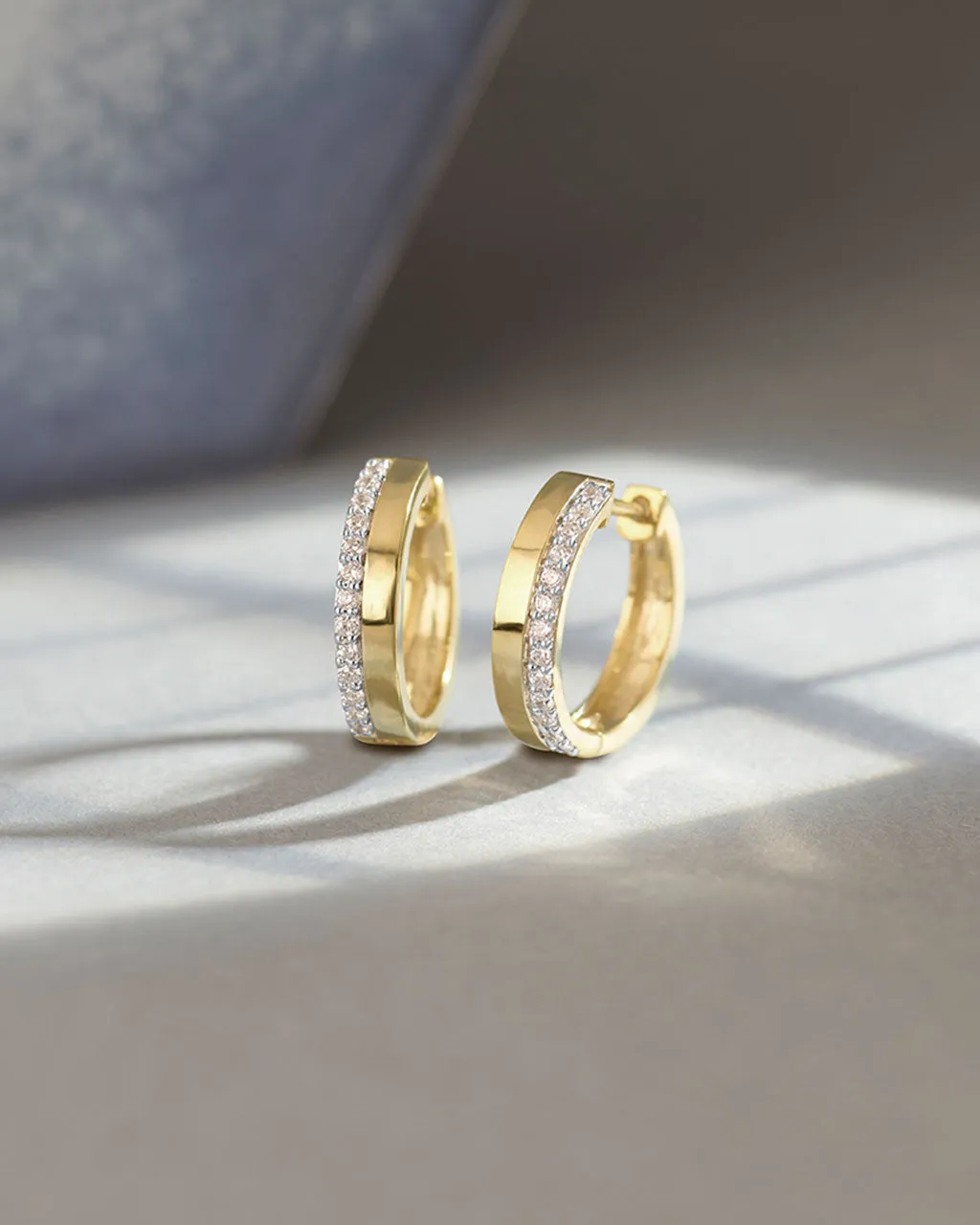 Two Band Diamond Hoops