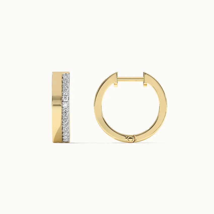 Two Band Diamond Hoops