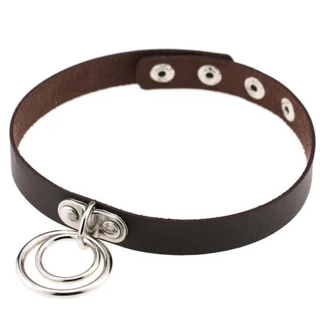 Variety Silver Metal Leather Choker Necklace  Womens Jewelry