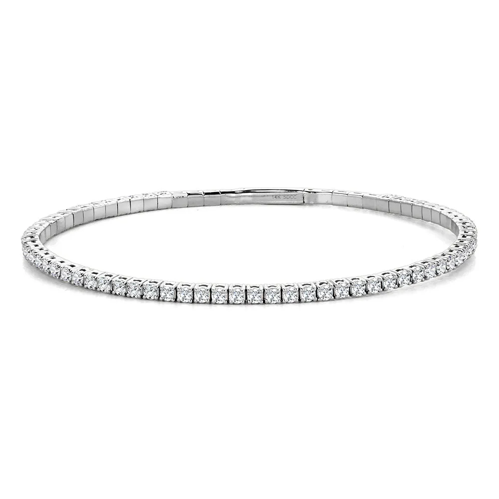 White Gold Diamond Flexi-Bangle Tennis Bracelet (2.00 ctw)