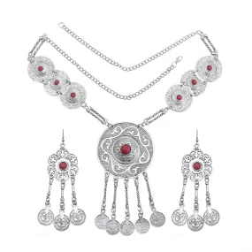 Wholesale Bohemian Alloy Gemstone Necklace and Earring Set JDC-NE-Yunl001