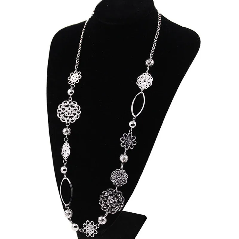 Women's Vintage Bohemian Long Length Flower Necklace