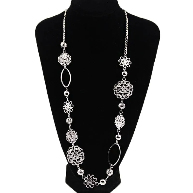 Women's Vintage Bohemian Long Length Flower Necklace